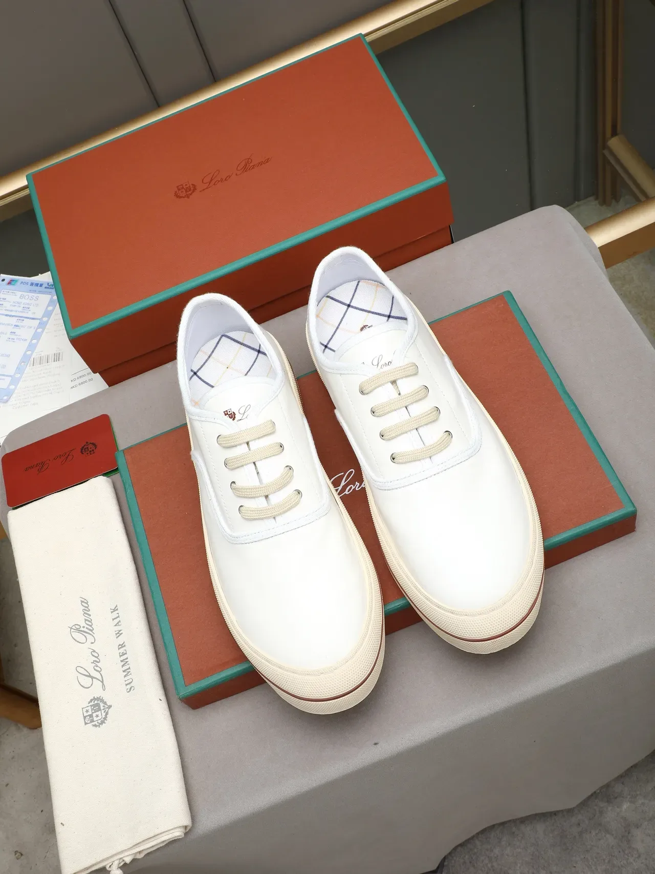 Loro Piana White Leather Low-Top Casual Shoe 3