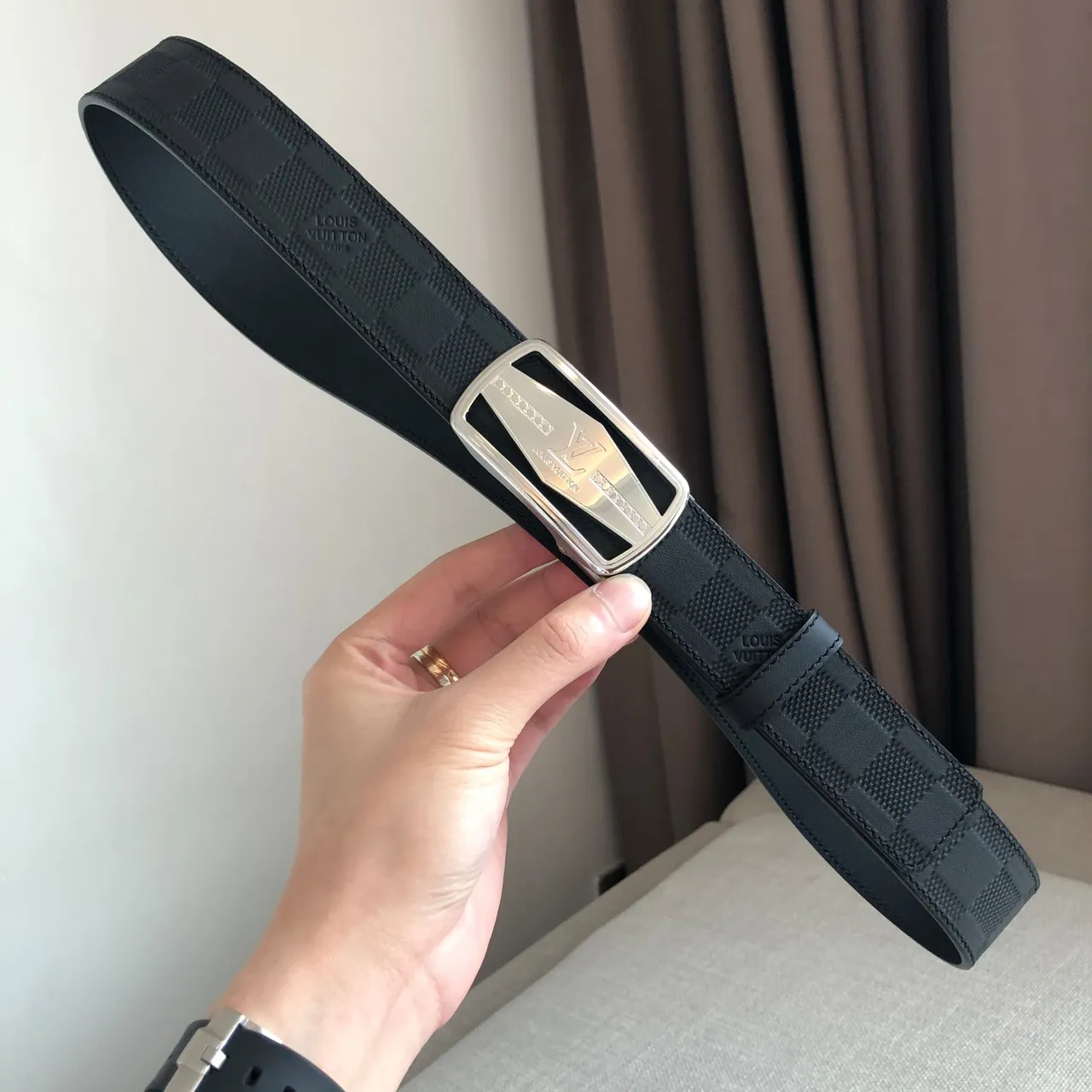 Louis Vuitton Automatic Belt Damier Graphite Leather Belt 6