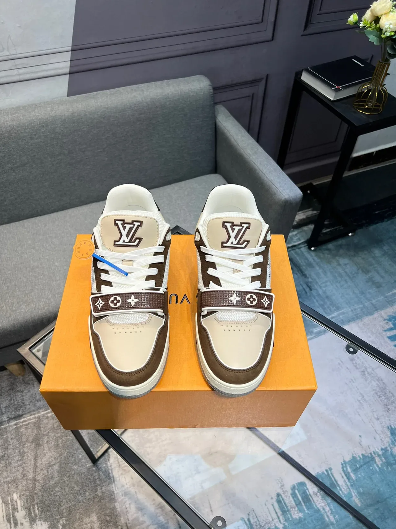 Louis Vuitton Beige Brown Low-Top Dual-Strap Closure Lifestyle Sneakers 2