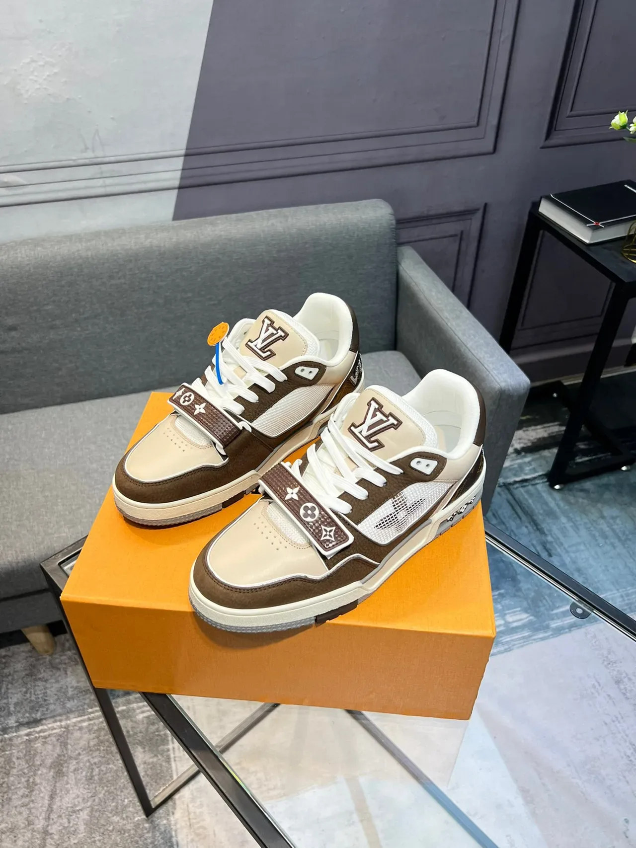 Louis Vuitton Beige Brown Low-Top Dual-Strap Closure Lifestyle Sneakers 3