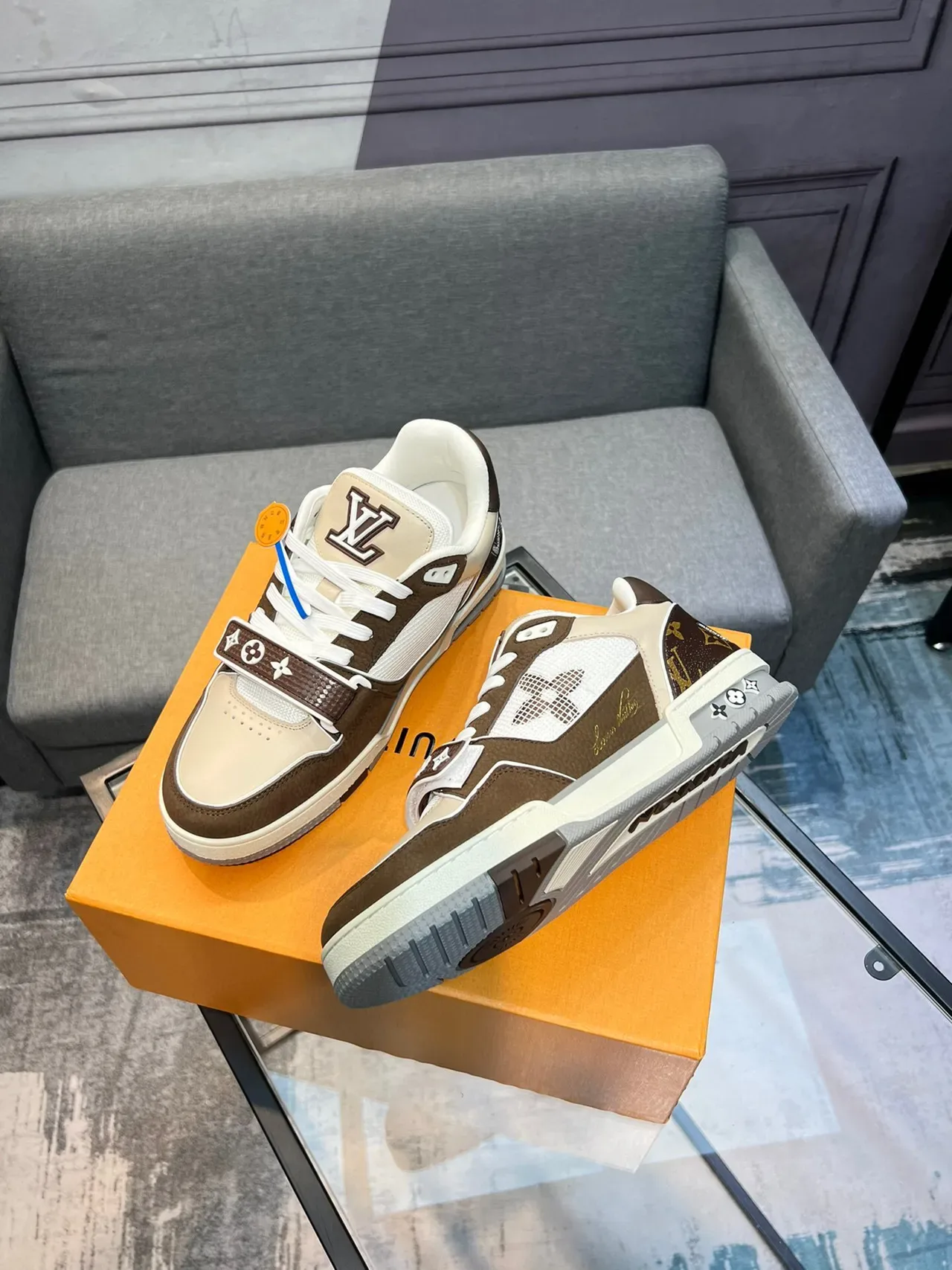 Louis Vuitton Beige Brown Low-Top Dual-Strap Closure Lifestyle Sneakers 4