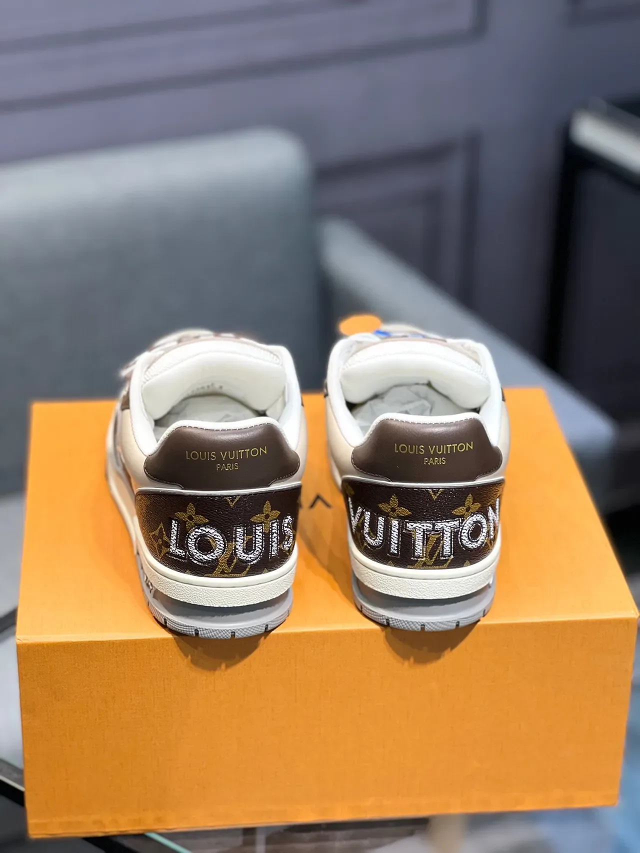 Louis Vuitton Beige Brown Low-Top Dual-Strap Closure Lifestyle Sneakers 8