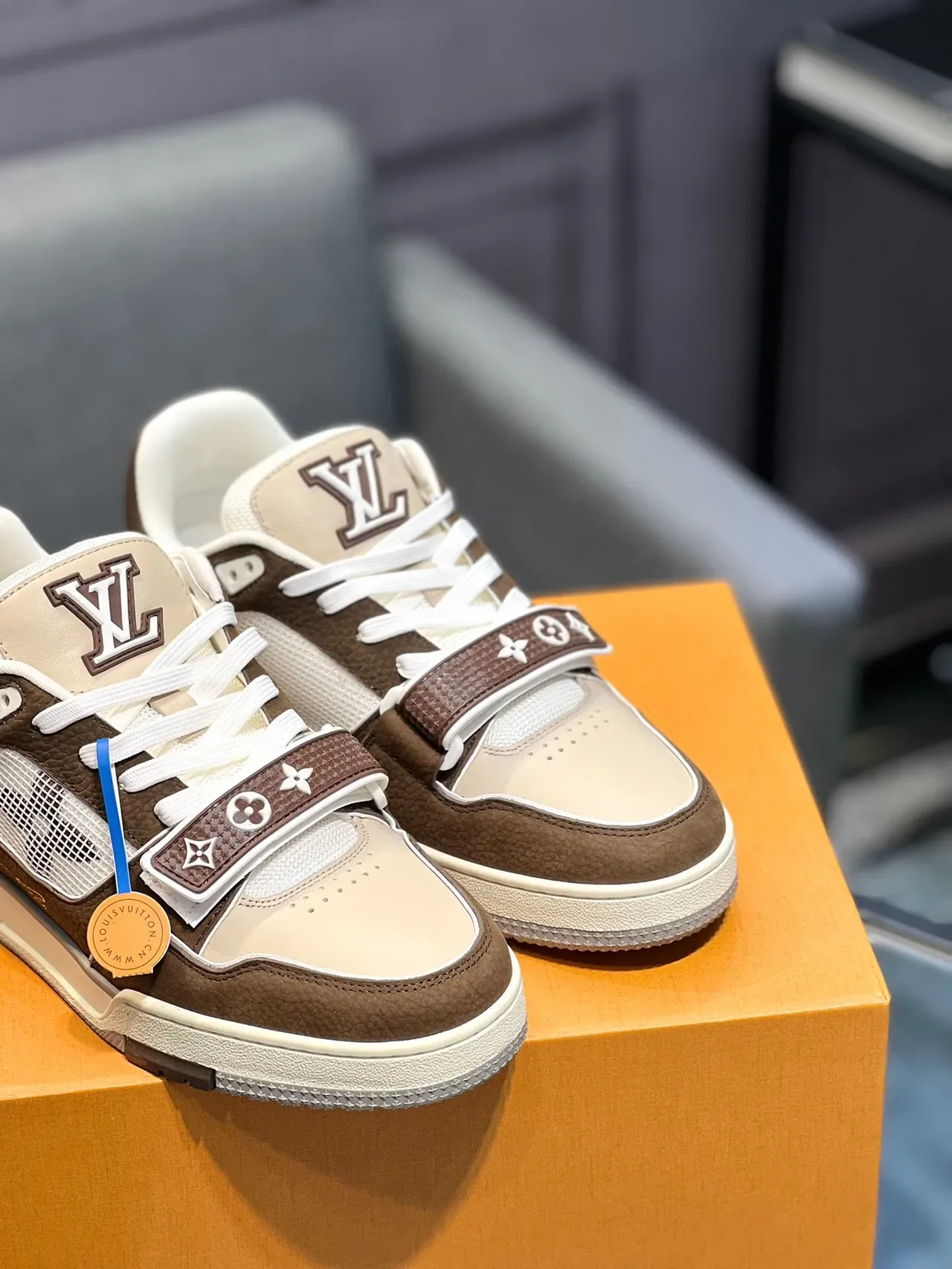 Louis Vuitton Beige Brown Low-Top Dual-Strap Closure Lifestyle Sneakers 9