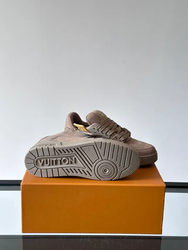 Louis Vuitton Beige Gold Taupe Suede-Mesh Hybrid Upper Sculpted Layered Midsole Lifestyle Sneakers 2