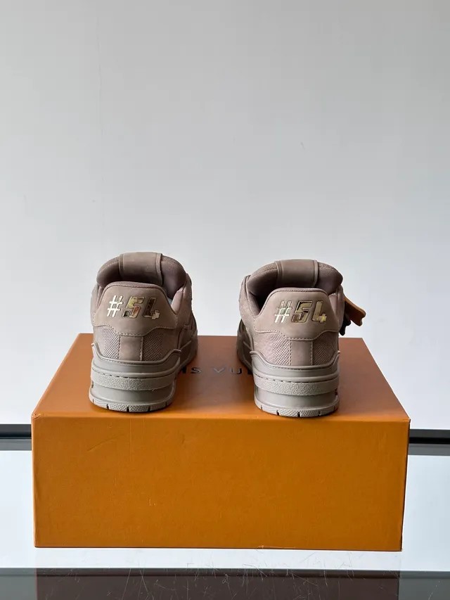 Louis Vuitton Beige Gold Taupe Suede-Mesh Hybrid Upper Sculpted Layered Midsole Lifestyle Sneakers 3