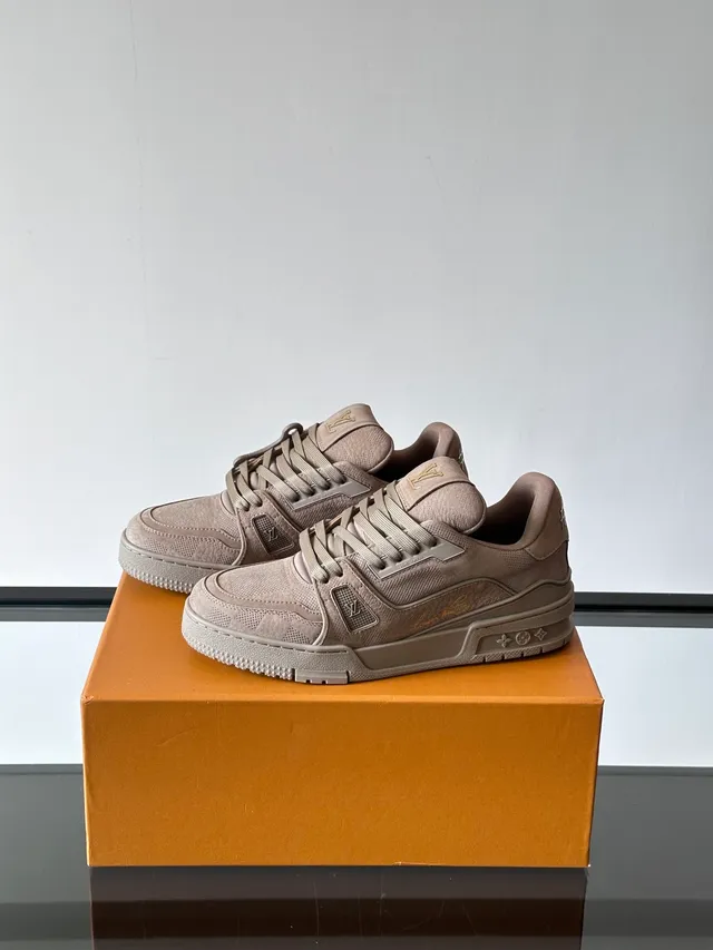 Louis Vuitton Beige Gold Taupe Suede-Mesh Hybrid Upper Sculpted Layered Midsole Lifestyle Sneakers 5