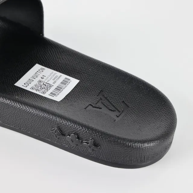Louis Vuitton Black Blue Monogram-Print Strap Molded Rubber Sole Slippers 4