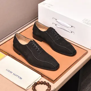 Louis Vuitton Black Brown Suede Full Perforations Brogue