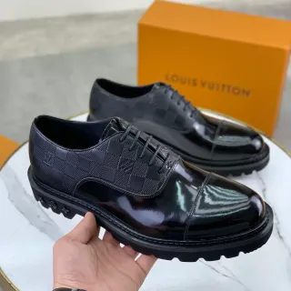Louis Vuitton Black Cap-Toe Checkerboard Damier Graphite Leather Oxford Shoes