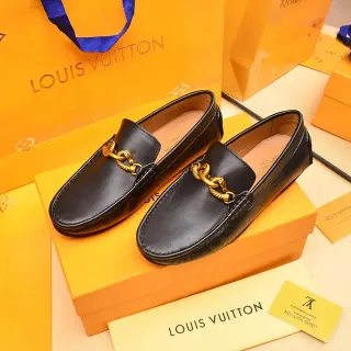 Louis Vuitton Black Gold Leather Horsebit Buckle Loafer