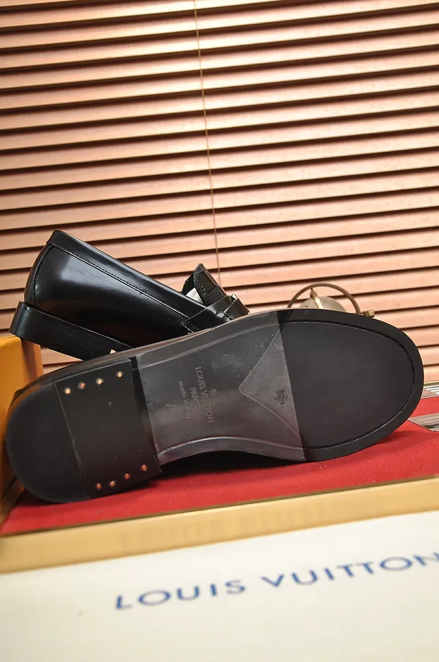 Louis Vuitton Black Gold Leather Woven Panel Loafer 3