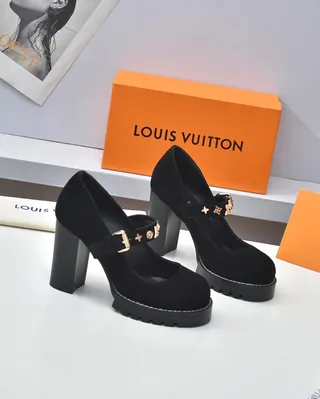 Louis Vuitton Noir Or Daim Supérieur Semelle de Plateforme Épaisse Mary Jane Shoes 6