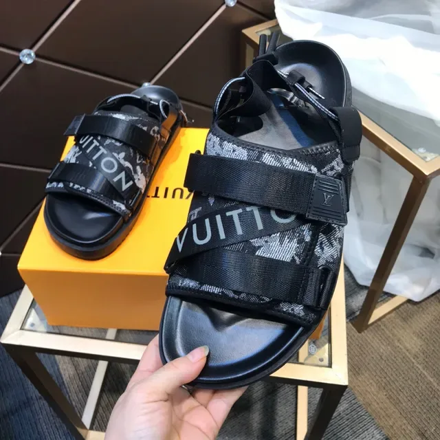 Louis Vuitton Black Gray Multi-Strap Monogram Canvas Casual Sandals 3