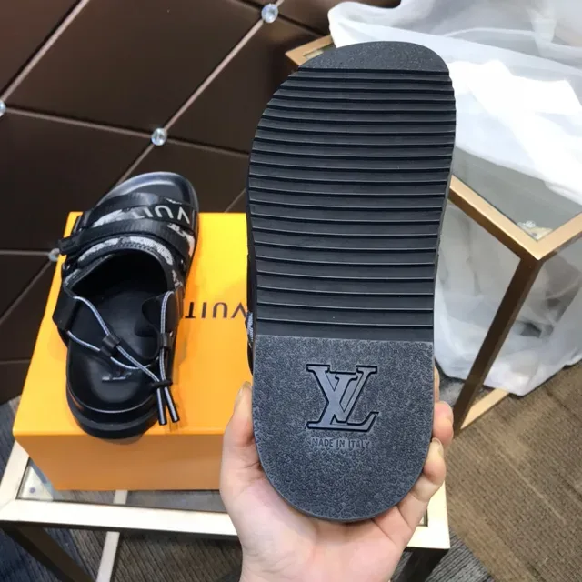 Louis Vuitton Black Gray Multi-Strap Monogram Canvas Casual Sandals 5
