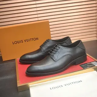Louis Vuitton Black Leather Cap Toe Oxford Shoes