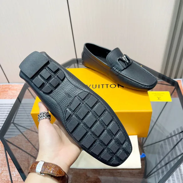 Louis Vuitton Black Leather LV Buckle Closure Loafer 2