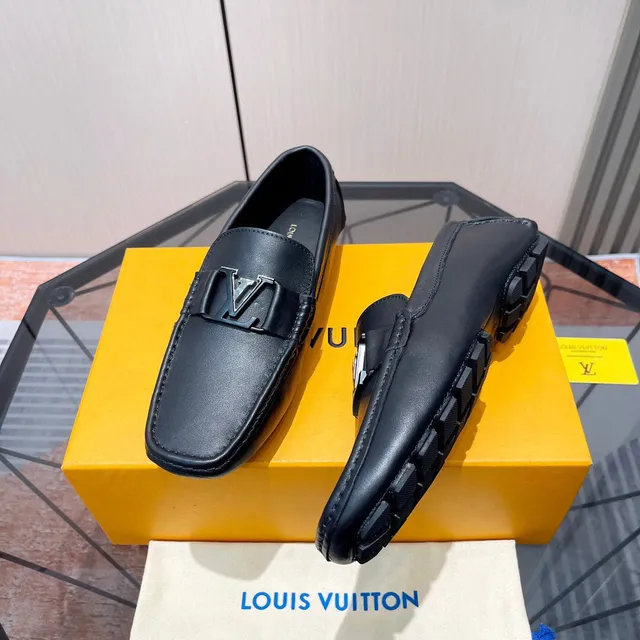 Louis Vuitton Black Leather LV Buckle Closure Loafer 6