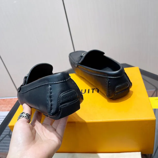 Louis Vuitton Black Leather LV Buckle Closure Loafer 9