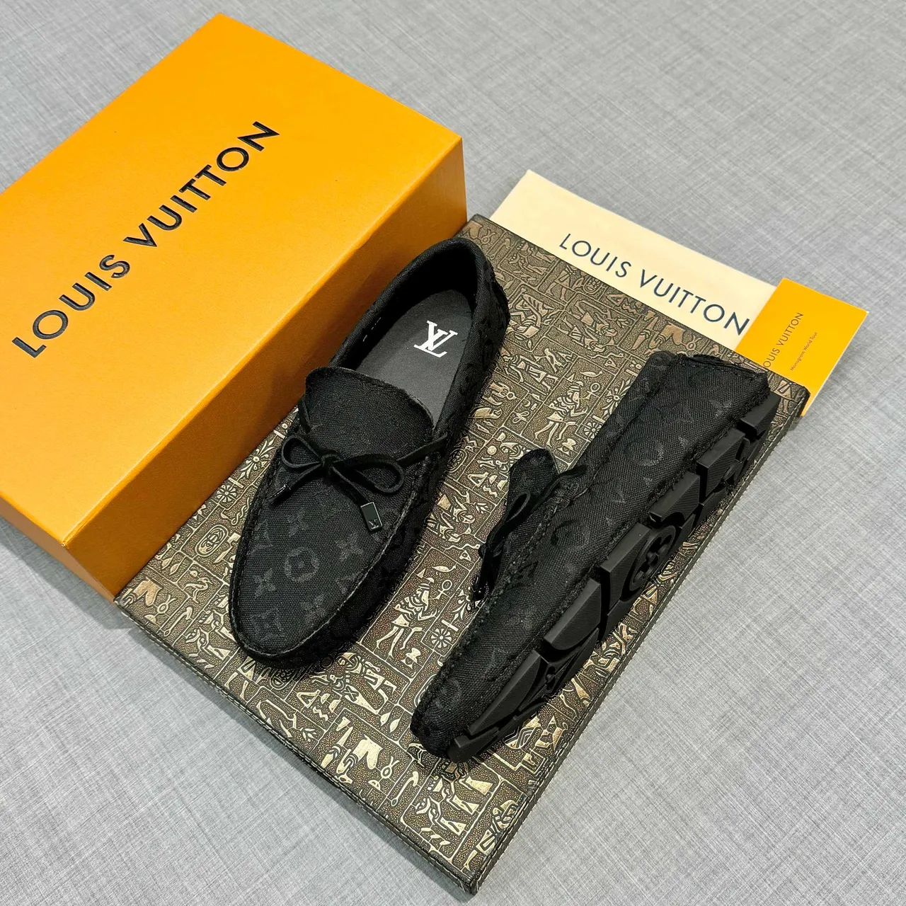 Louis Vuitton Black Monogram Jacquard Fabric Bow-Tassel Front Loafer 2