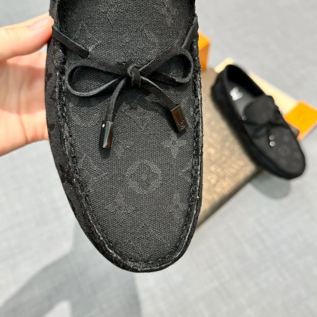 Louis Vuitton Black Monogram Jacquard Fabric Bow-Tassel Front Loafer 3
