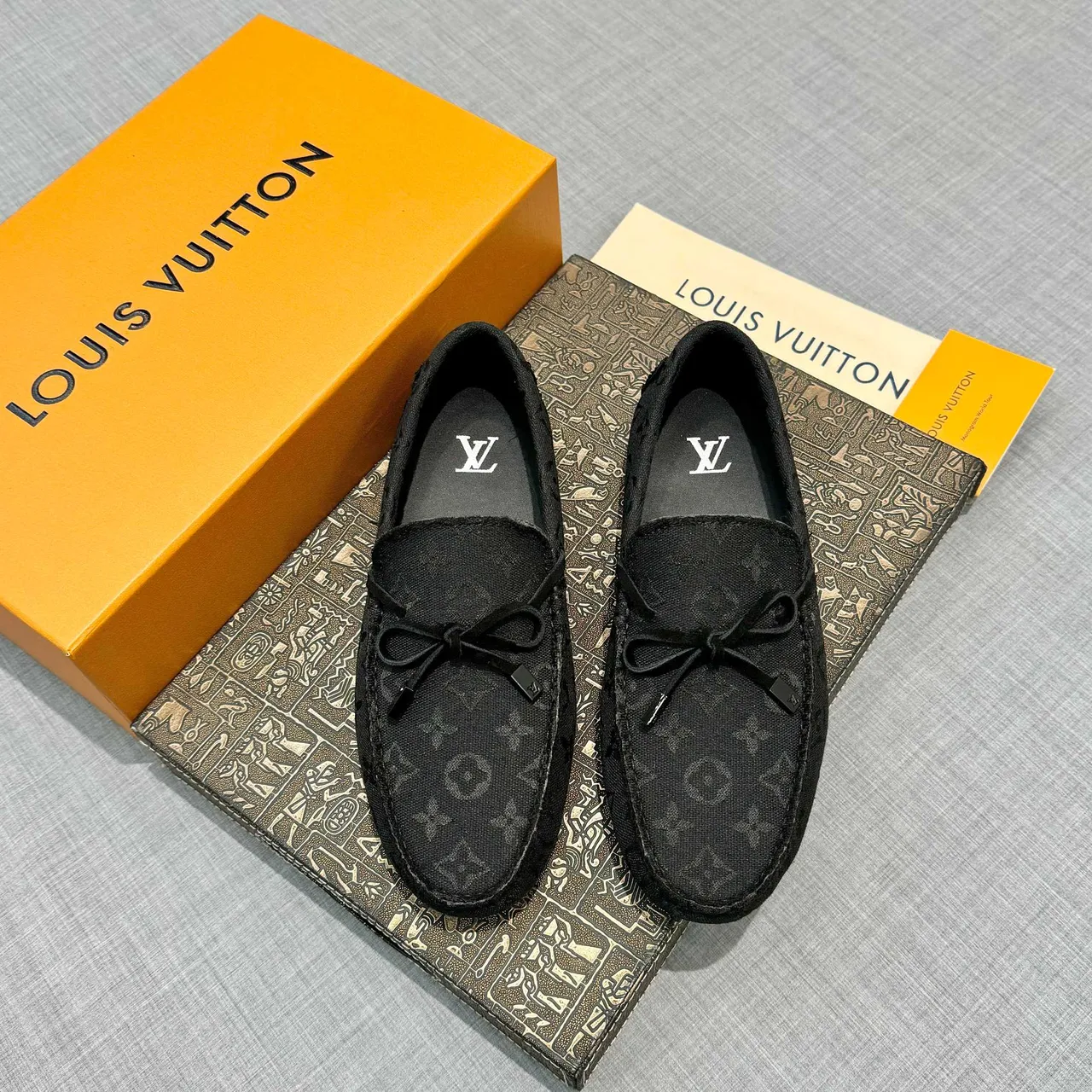 Louis Vuitton Black Monogram Jacquard Fabric Bow-Tassel Front Loafer 6