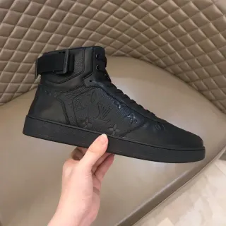 Louis Vuitton Black Monogrammed Leather High-Top Lifestyle Sneakers