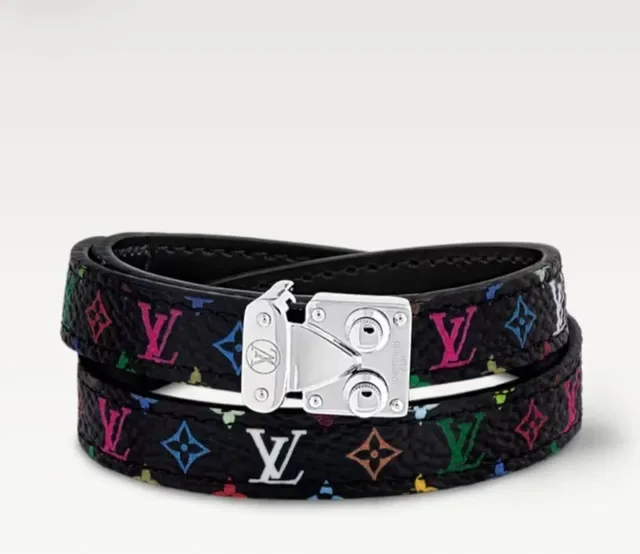 Louis Vuitton Black Multicolor Double-Wrap Monogram Leather Belt 1