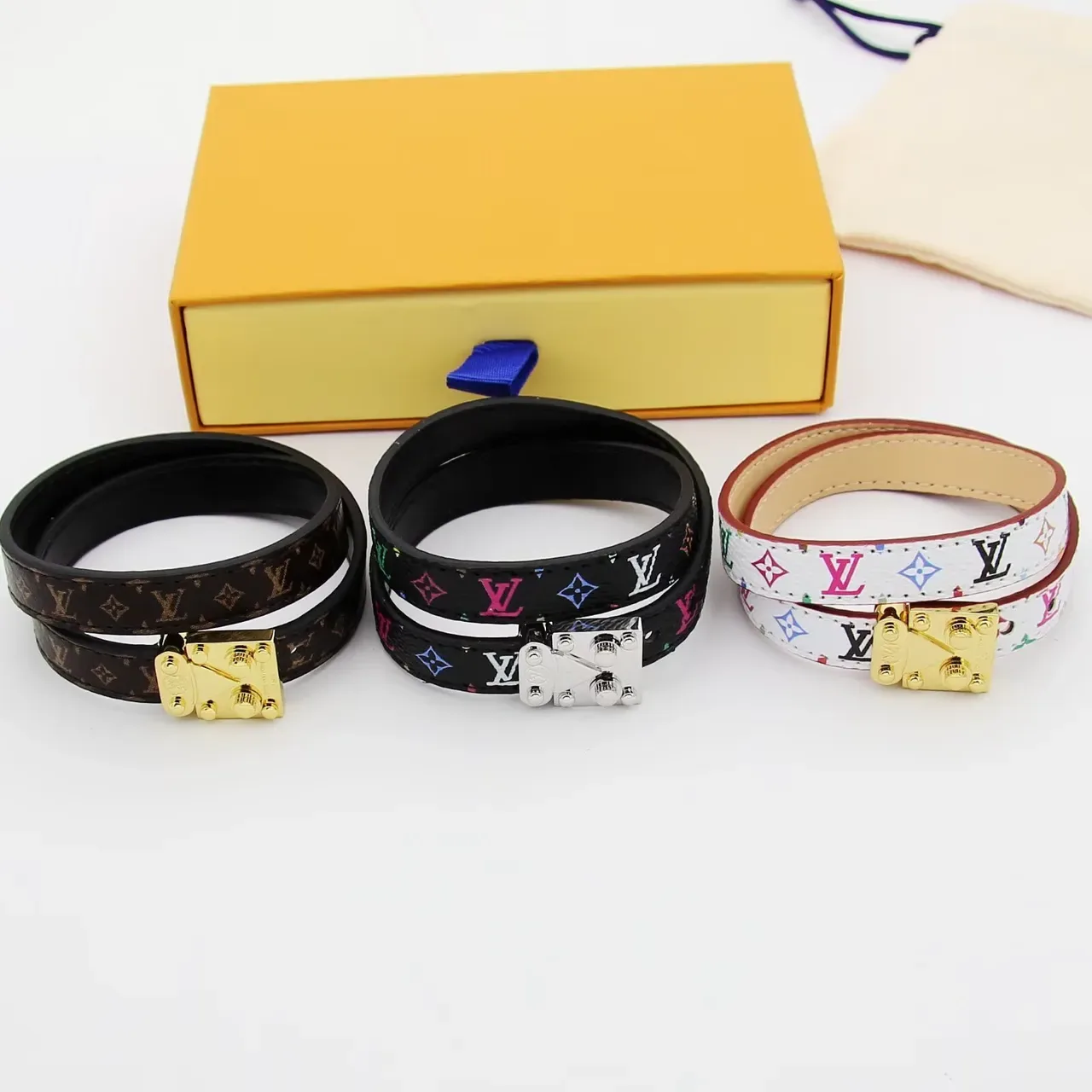 Louis Vuitton Black Multicolor Double-Wrap Monogram Leather Belt 2