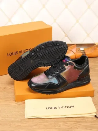 Louis Vuitton Black Multicolor Leather Iridescent Monogram Panel Lifestyle Sneakers 4