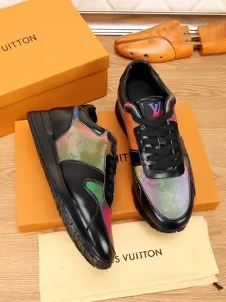 Louis Vuitton Black Multicolor Leather Iridescent Monogram Panel Lifestyle Sneakers 5