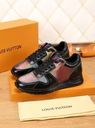 Louis Vuitton Black Multicolor Leather Iridescent Monogram Panel Lifestyle Sneakers 6