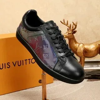 Louis Vuitton Zapatillas Lifestyle de Cuero Negro Multicolor de Bajo Corte