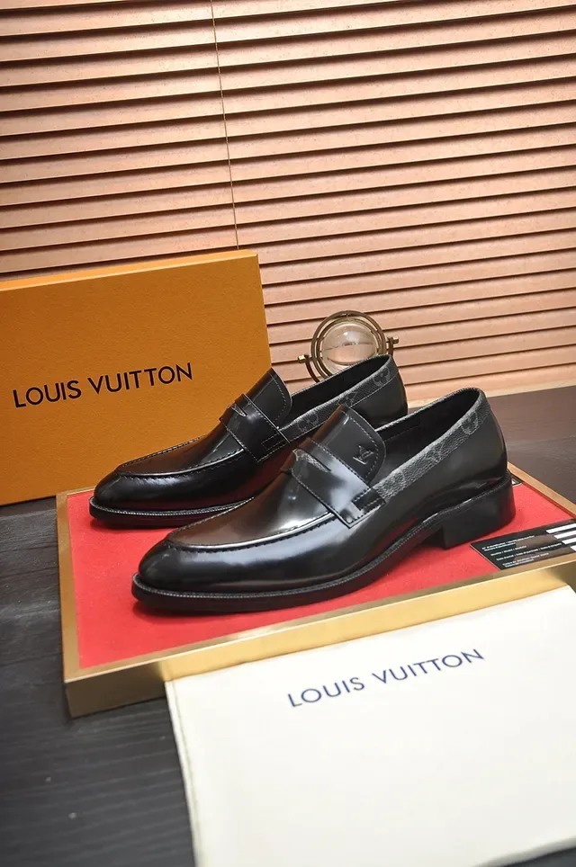 Louis Vuitton Black Polished Leather Monogrammed Strap Loafer 5