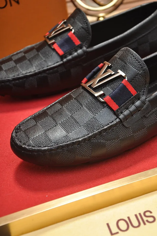 Louis Vuitton Black Red Damier Graphite Checkered Leather LV Monogram Buckle Loafer 2