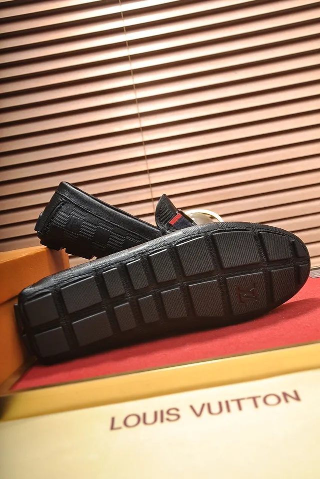 Louis Vuitton Black Red Damier Graphite Checkered Leather LV Monogram Buckle Loafer 3