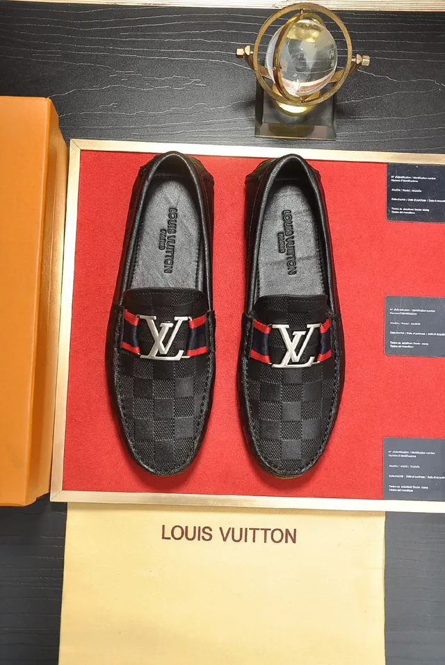 Louis Vuitton Black Red Damier Graphite Checkered Leather LV Monogram Buckle Loafer 5