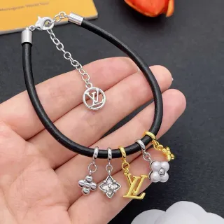 Louis Vuitton Black Silver Cord Multi-Charm Bracelet