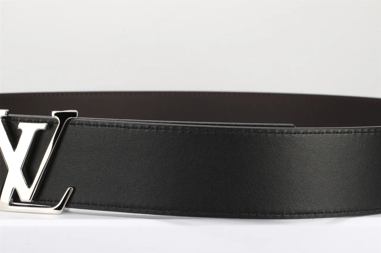 Louis Vuitton Noir Argent Lisse Double Teinte Métal Boucle LV Ceinture Cuir 6