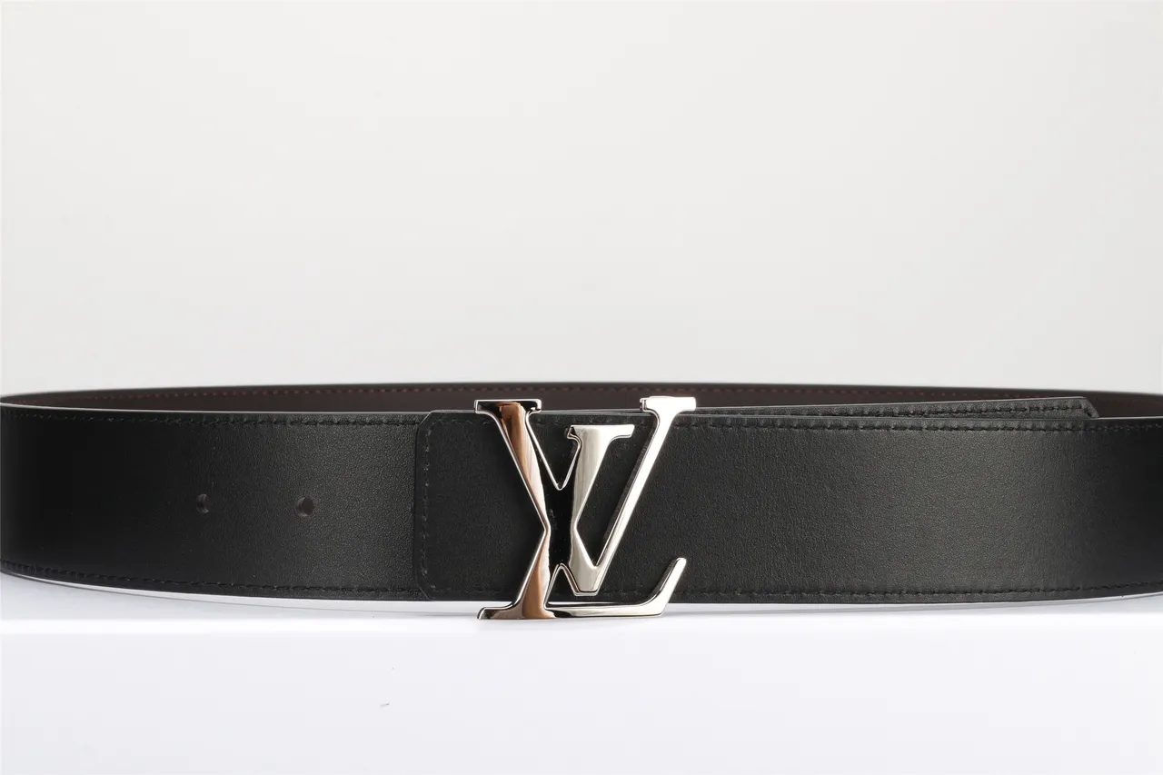 Louis Vuitton Noir Argent Lisse Double Teinte Métal Boucle LV Ceinture Cuir 8