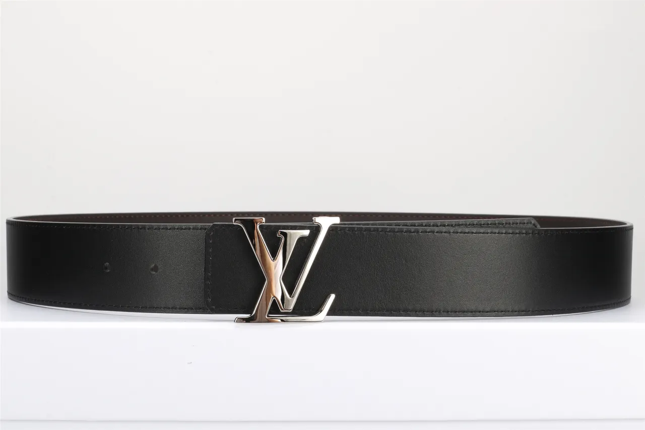 Louis Vuitton Noir Argent Lisse Double Teinte Métal Boucle LV Ceinture Cuir 9