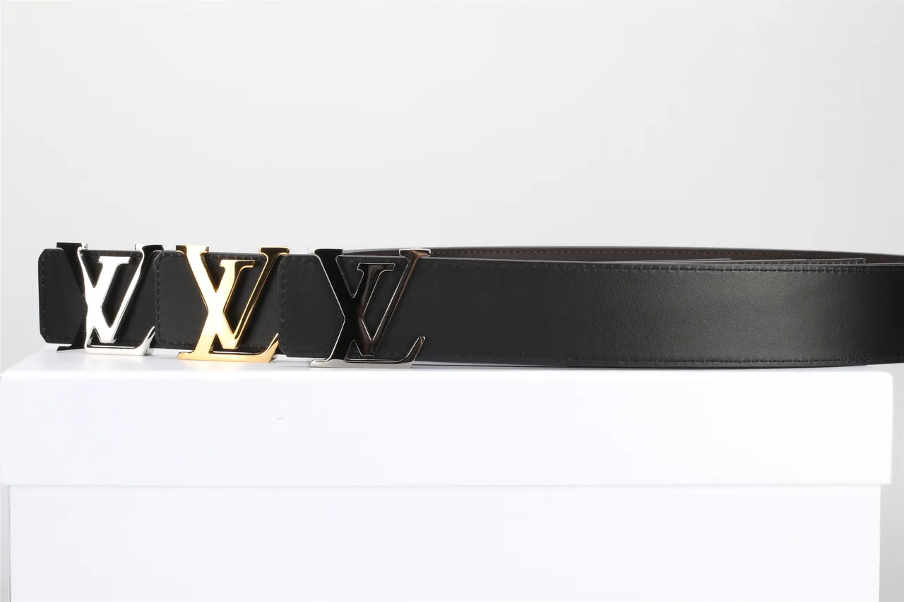 Louis Vuitton Noir Argent Lisse Double Teinte Métal Boucle LV Ceinture Cuir 10
