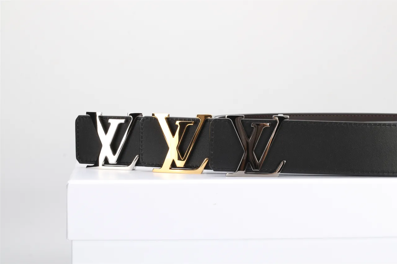 Louis Vuitton Noir Argent Lisse Double Teinte Métal Boucle LV Ceinture Cuir 11