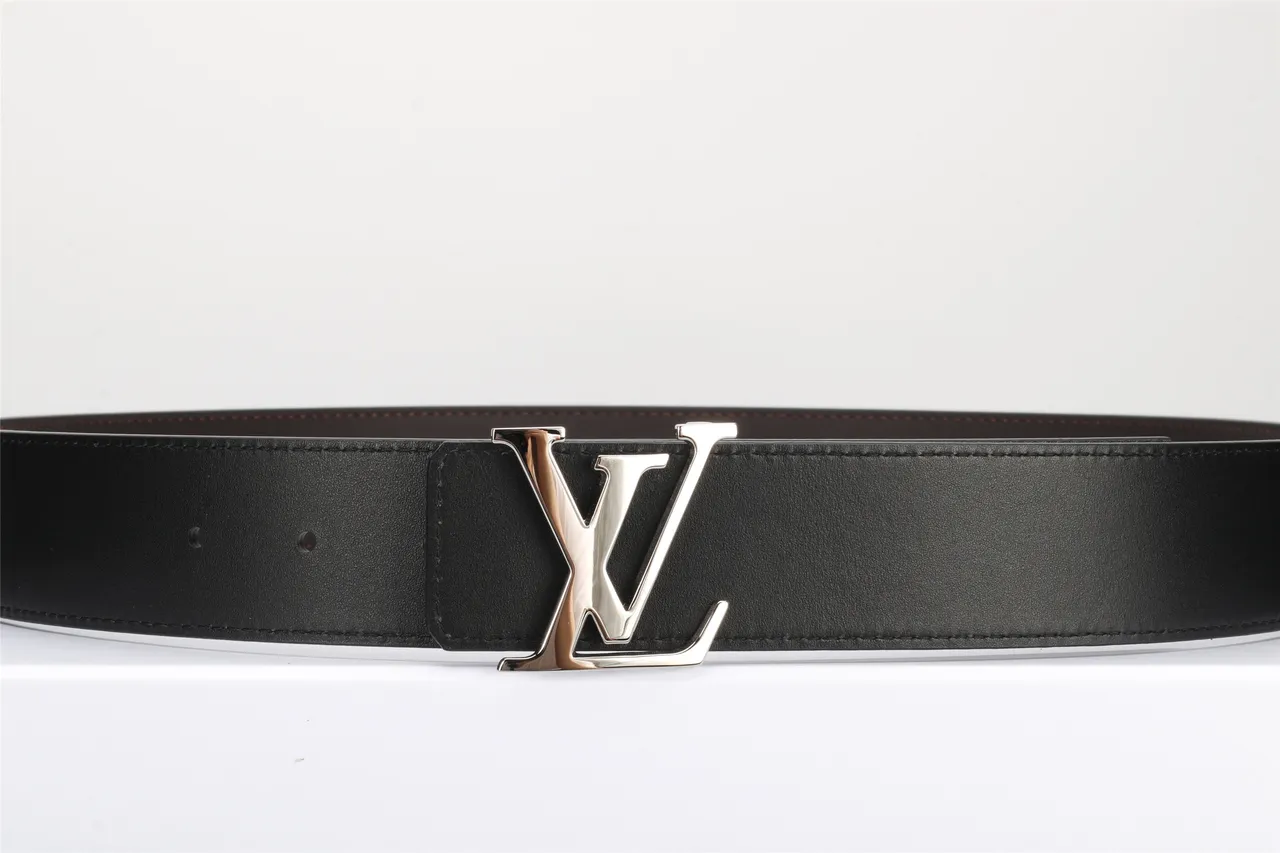 Louis Vuitton Noir Argent Lisse Double Teinte Métal Boucle LV Ceinture Cuir 12