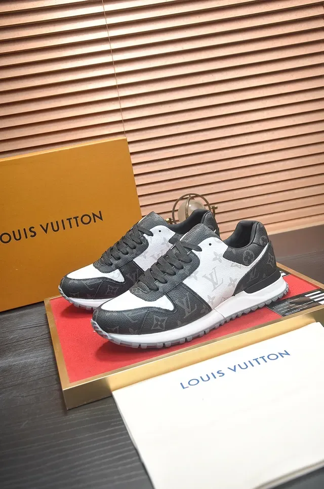 Louis Vuitton Black White Monogram Leather Panelled Upper Lifestyle Sneakers 4