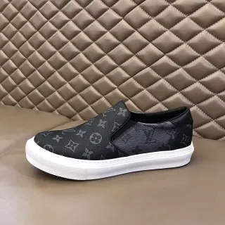 Louis Vuitton Black White Slip-On Monogram-Printed Lifestyle Sneakers
