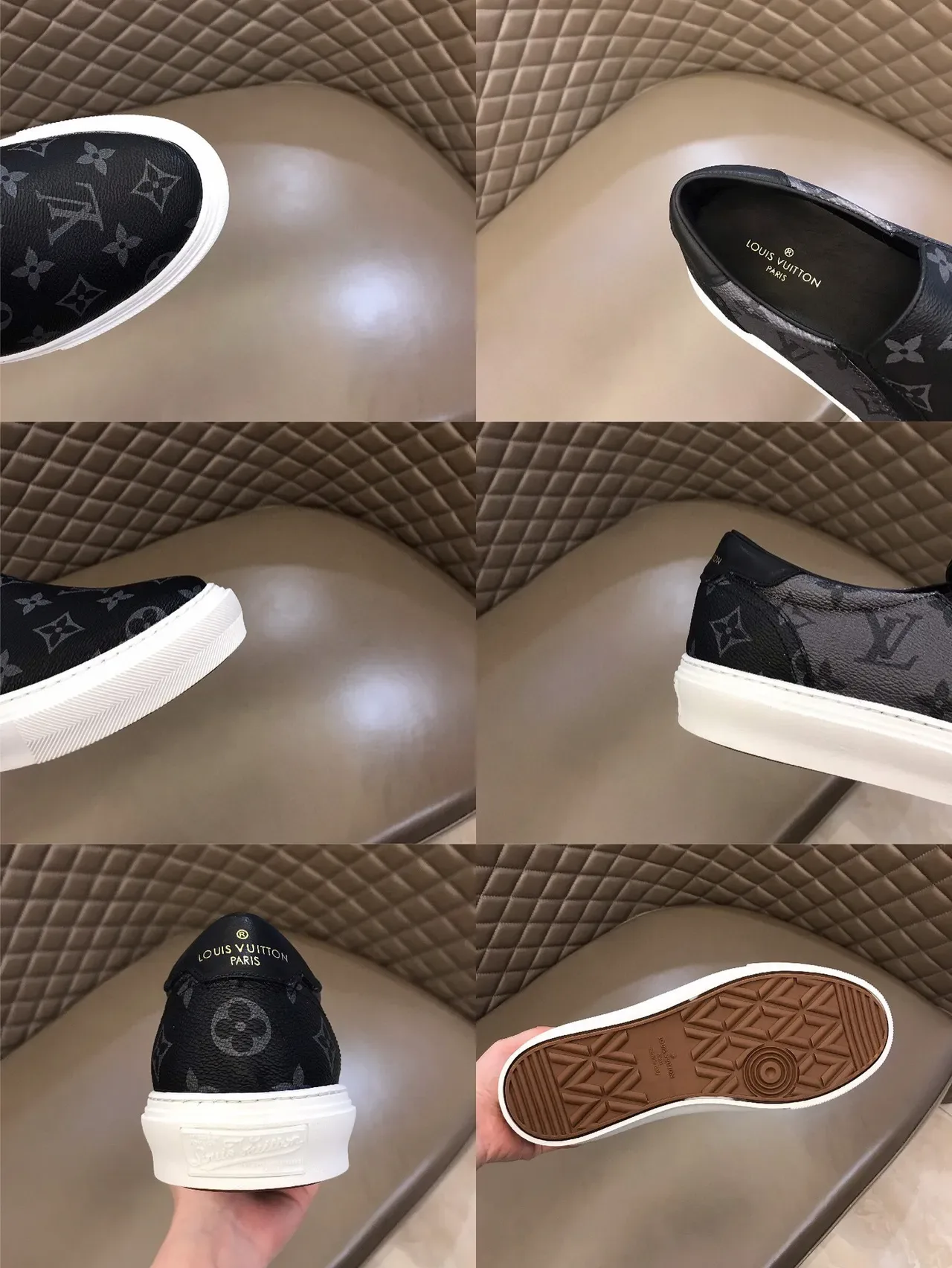 Louis Vuitton Black White Slip-On Monogram-Printed Lifestyle Sneakers 2