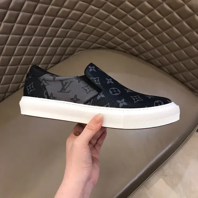 Louis Vuitton Black White Slip-On Monogram-Printed Lifestyle Sneakers 5
