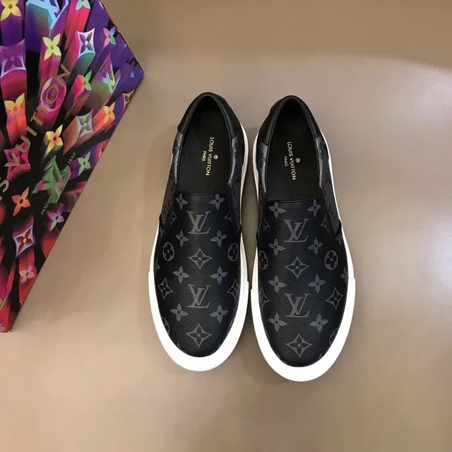 Louis Vuitton Black White Slip-On Monogram-Printed Lifestyle Sneakers 7