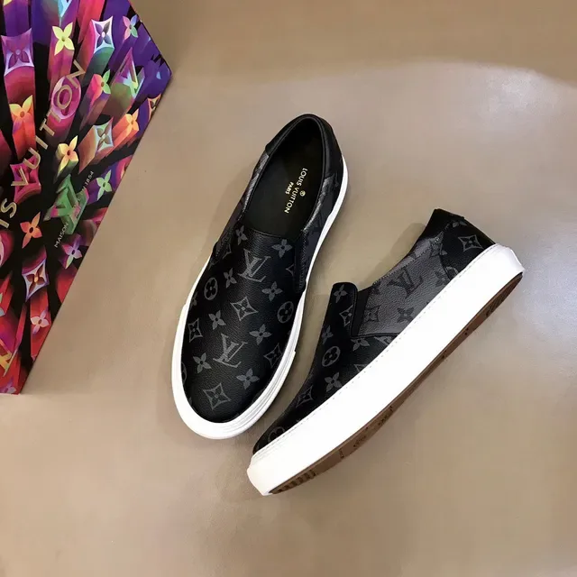 Louis Vuitton Black White Slip-On Monogram-Printed Lifestyle Sneakers 9