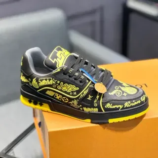 Louis Vuitton Black Yellow Graphic-Printed Low-Top Lifestyle Sneakers